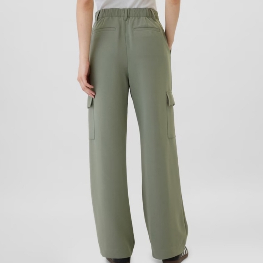 Gap High Rise Easy Wide Leg Cargo Trousers Sage Green 16 - Picture 3 of 10
